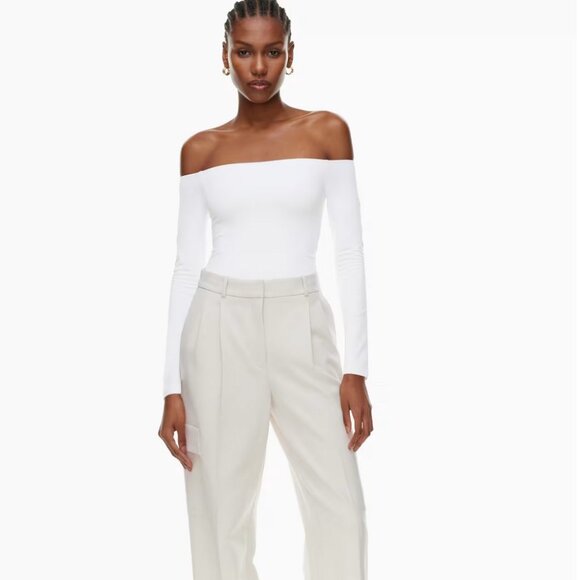 Aritzia off the shoulder contour long sleeve top sz M white - Picture 2 of 5